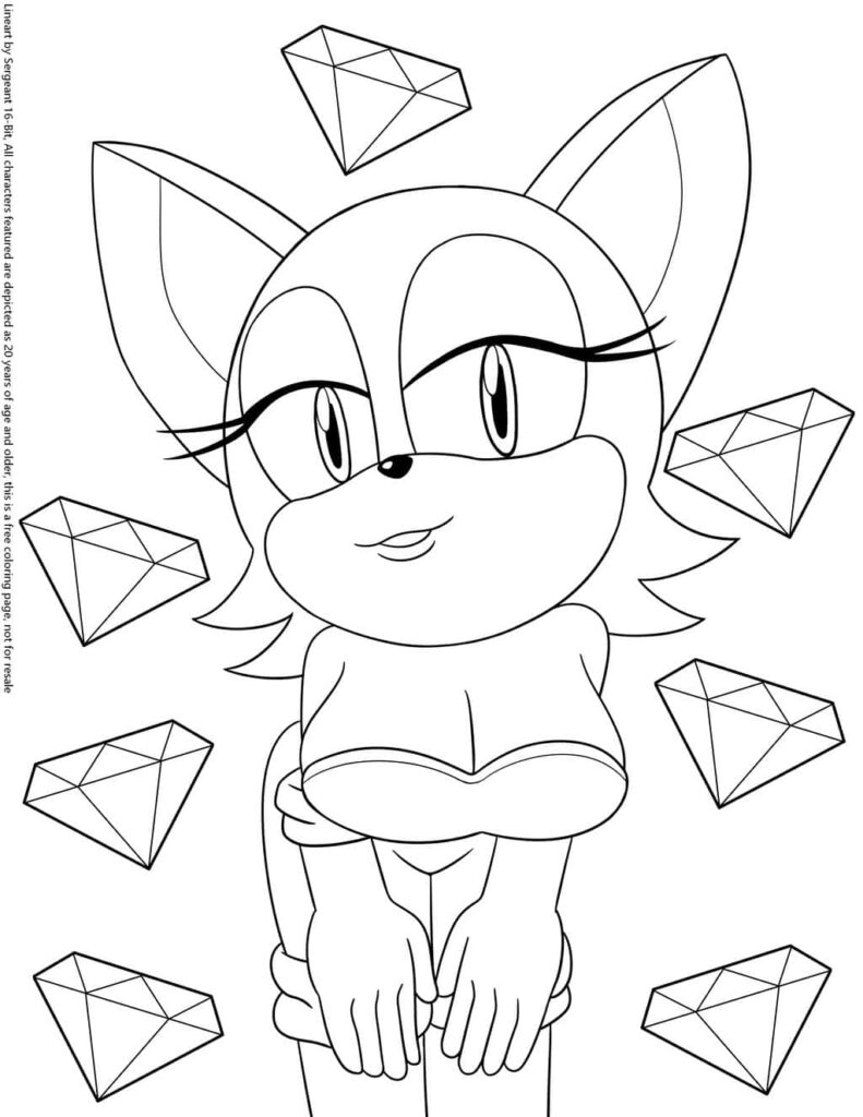 Flirty Rouge the Bat Coloring Wallpaper with Sparkling Gems