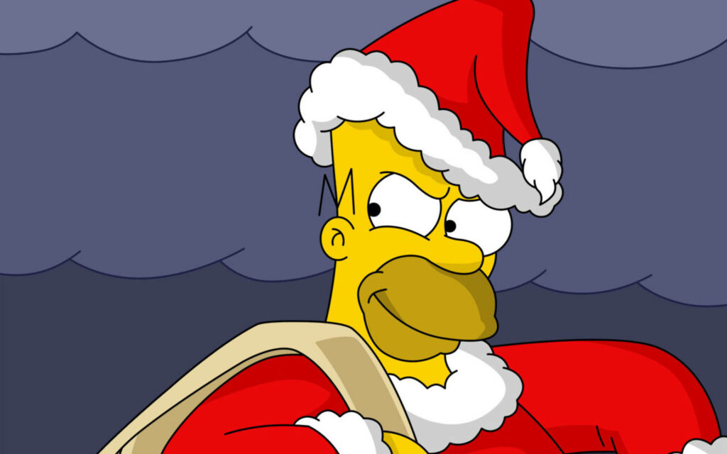 Playful Cartoon Santa Wallpaper: Lighthearted Holiday Spirit