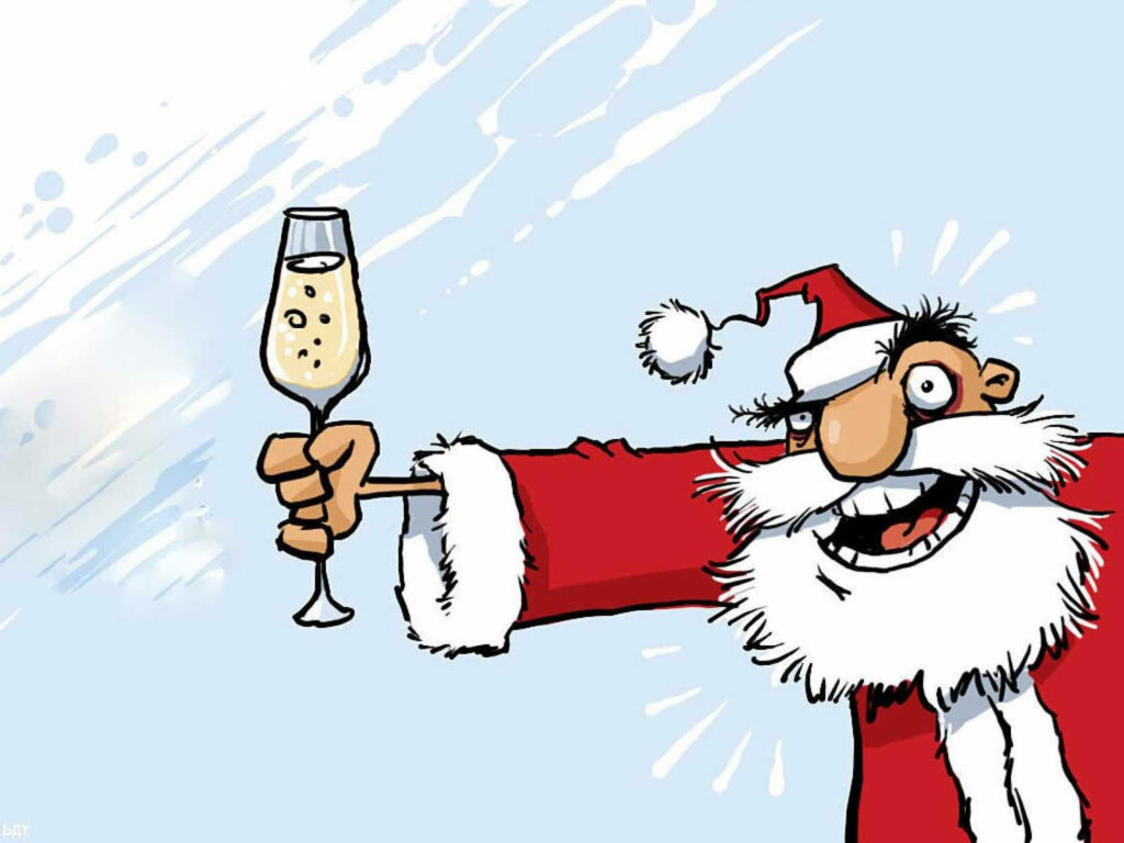Funny Santa Christmas Wallpaper – Joyful Holiday Spirit Illustration