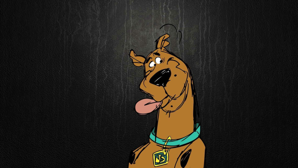 Cheeky Scooby Doo: A Playful Cartoon Artwork in Bold Black Background Wallpaper
