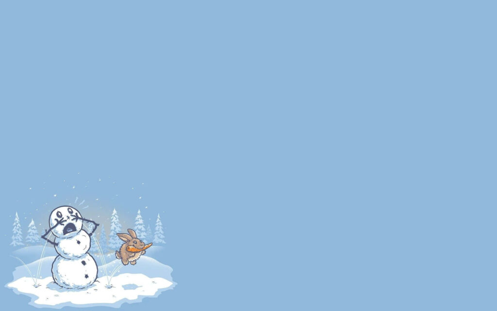 Festive Winter Wonderland: Playful Snowman & Energetic Dog Wallpaper