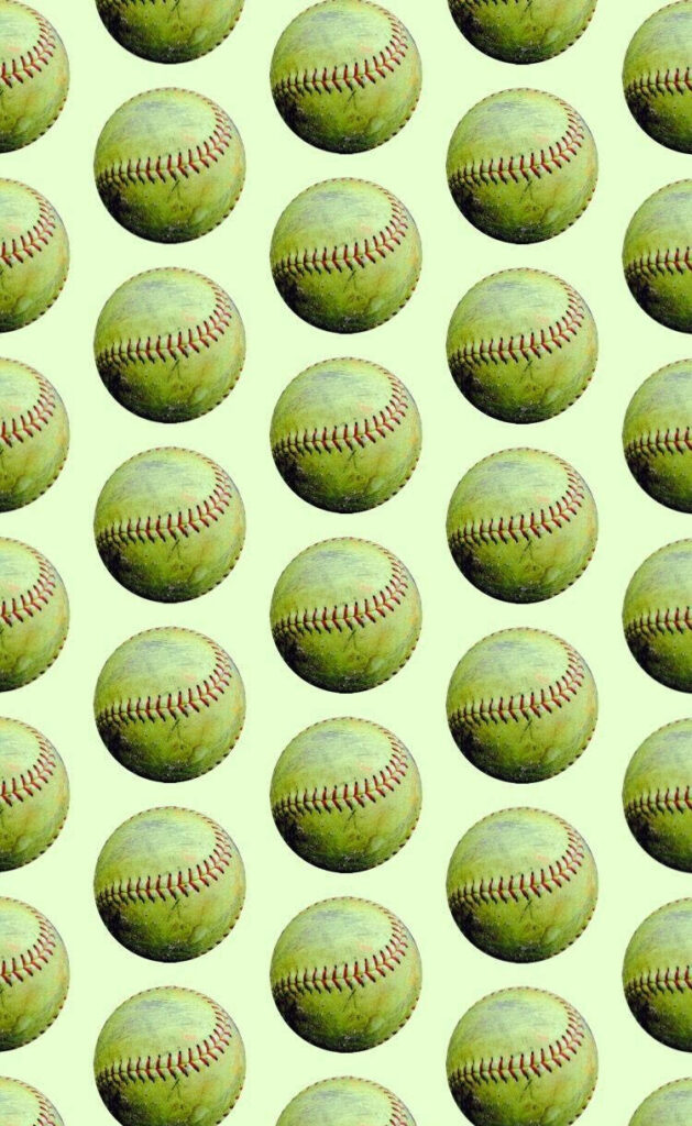 Cute Softball Delight: Playful Softballs Dance in Patterns on a Whimsical White Background! Wallpaper