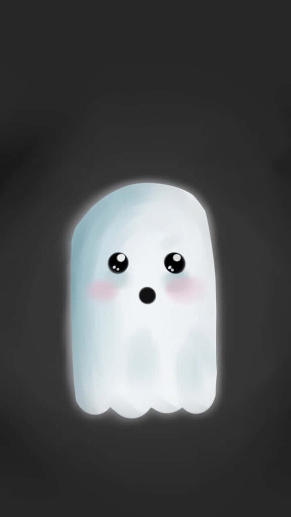 Mischievous Gaze: An Endearing and Playful Ghost Seeks Friendship in a Halloween Playground Wallpaper
