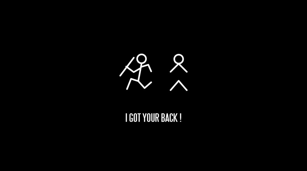 Playful Stickman Wallpaper: 'I Got Your Back!' Humor on Black