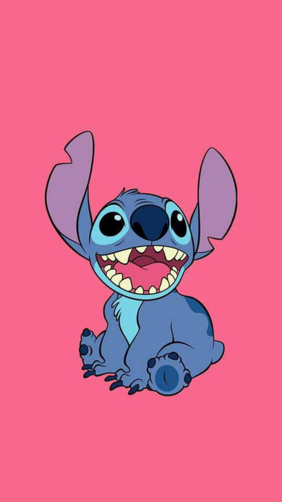 Cheerful Stitch: Vibrant Pink Background for Phone Wallpaper