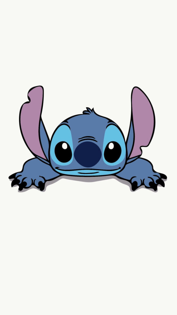 Playful Stitch: Vibrant Blue Alien Adventure in Minimalist Design Wallpaper