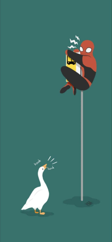 Playful Untitled Goose Game Wallpaper: Goose & Superhero Humor