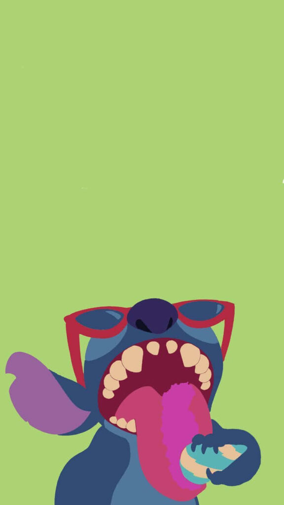Playful Vector Art Wallpaper: Stitch-Like Character in Red Sunglasses