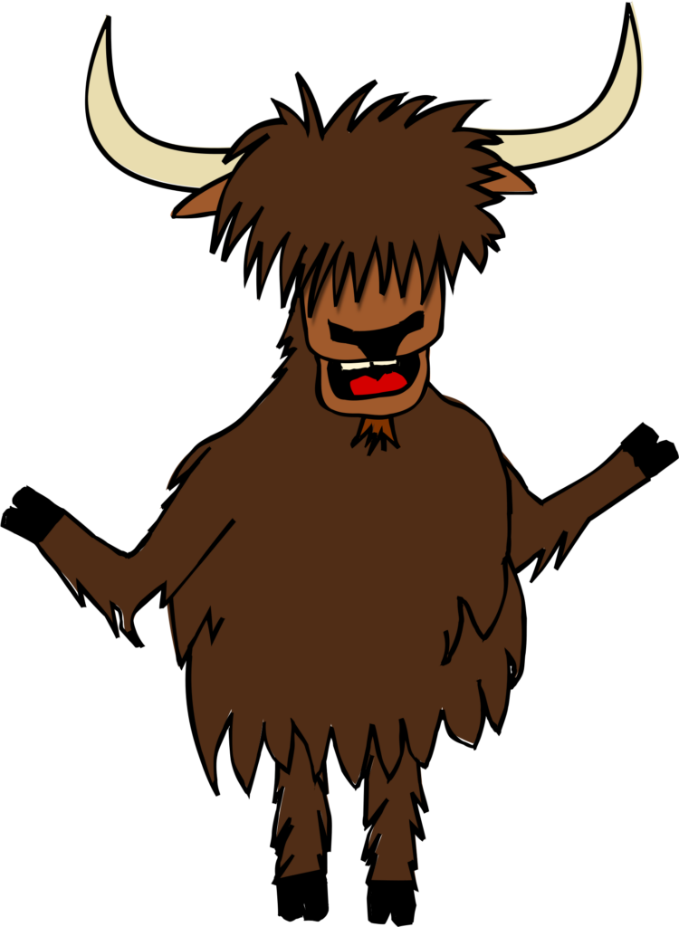 Whimsical Cartoon Yak Wallpaper: Friendly Design with Fluffy Coat