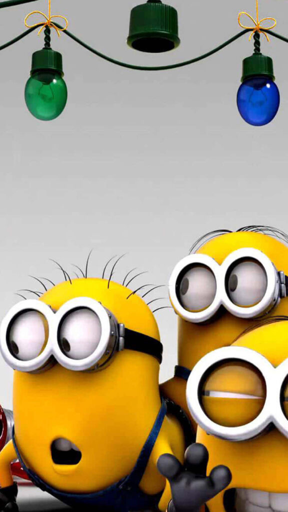 Cheerful Yellow Minions Celebrate Christmas: Festive Wallpaper Background