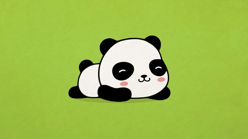 Panda Paradise: Playful Cartoon Charm on Green Canvas Wallpaper