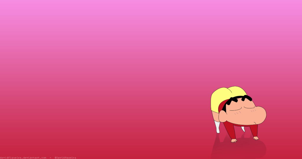 Colorful mischief: 4K minimal wallpaper featuring Shin Chan