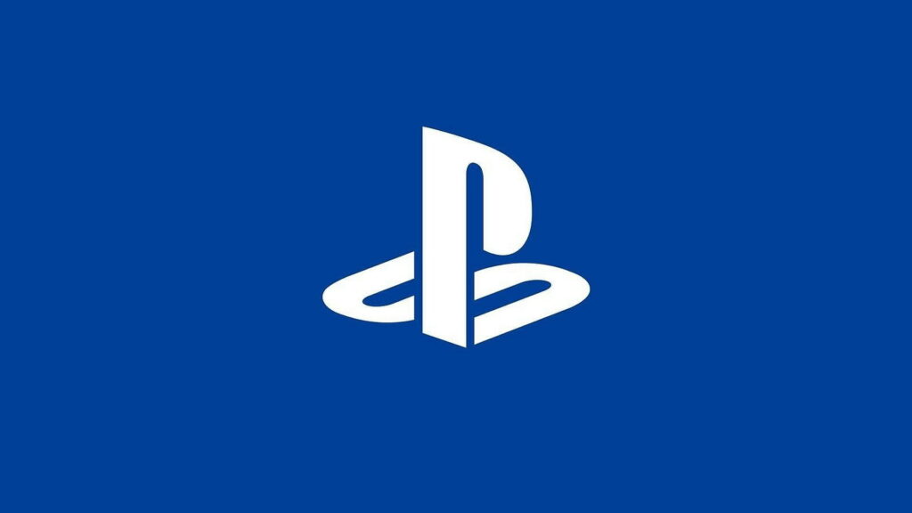 High-definition PlayStation logo wallpaper in white on vibrant blue background for gamers
