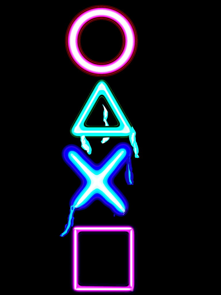 Glowing Gaming Delight: Playstation Neon HD Phone Wallpaper