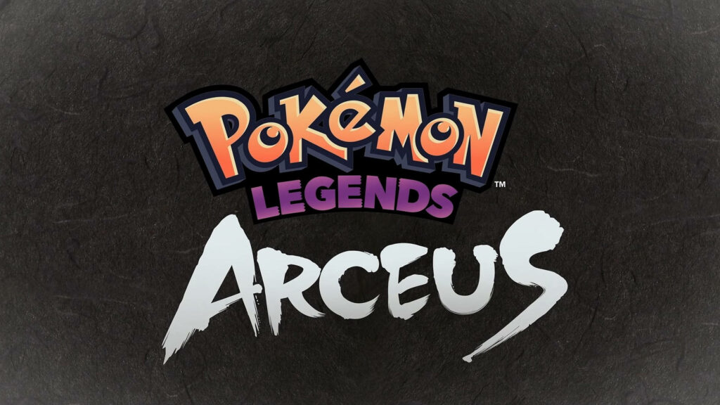 Pokemon Legends Arceus official title artwork with bold dynamic logo on textured dark background Wallpaper
