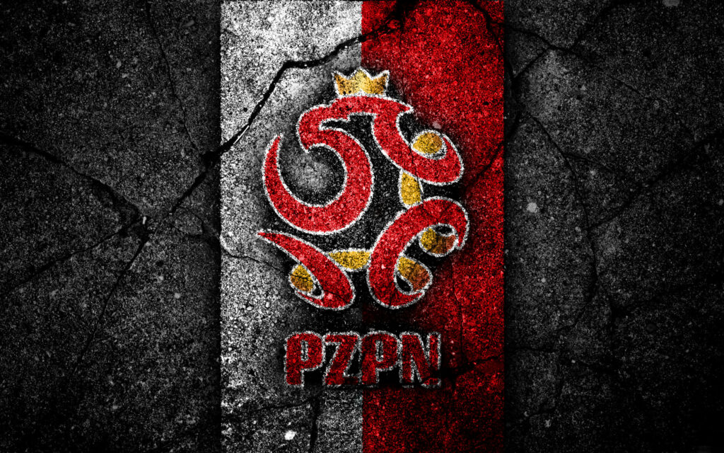 Poland National Football Team Asphalt Wallpaper with Emblem Design
