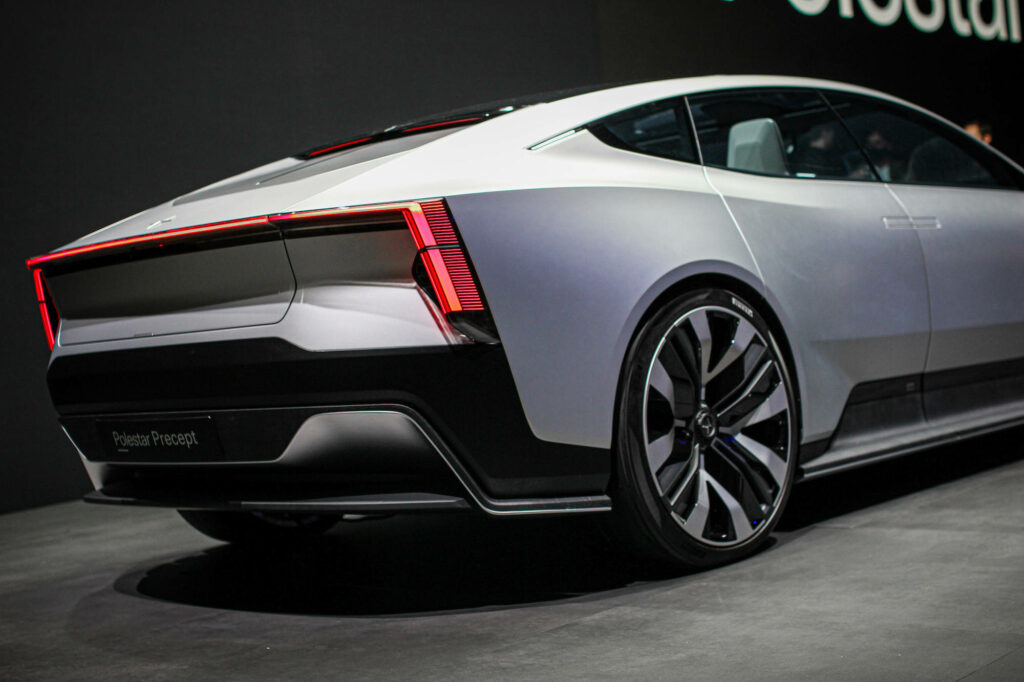 Polestar 2 wallpaper showing sleek futuristic electric car with sharp lines and matte finish