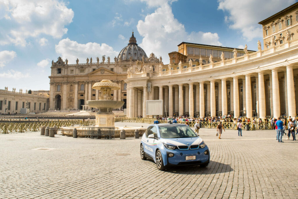 Police Vehicle at St. Peter's Square - Vatican City Wallpaper Background
