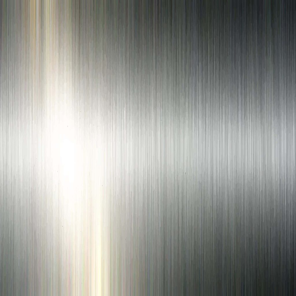 Polished steel texture with vertical brushed lines and bright light reflection on gray metal background Wallpaper