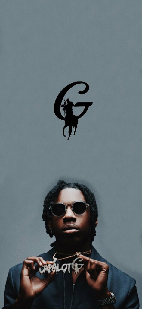 HD Aesthetic Background: Marveling at Polo G's Dynamic Rap Persona in a Light-toned Phone Wallpaper