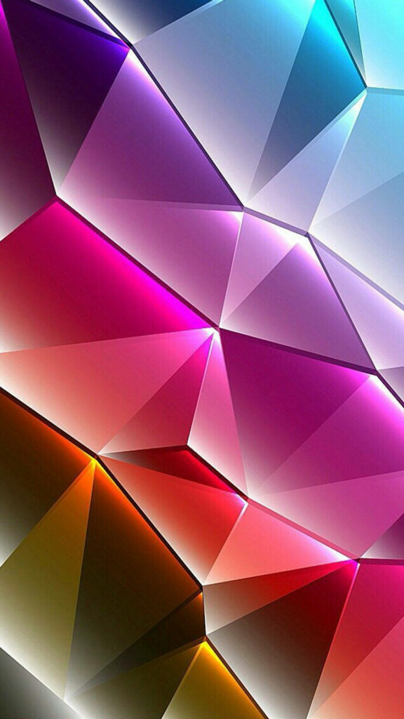 Shimmering Poly Art: Mesmerizing 3D Phone Background with Vibrant, Textured Surfaces Wallpaper