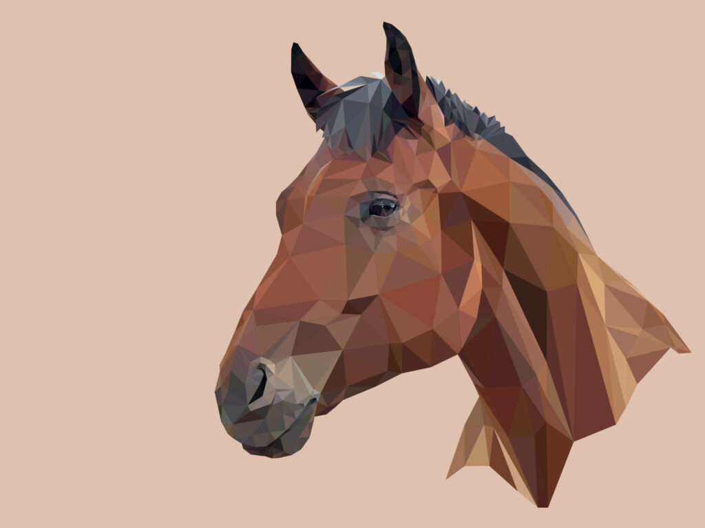 Polygonal Horse Art Wallpaper - Geometric Design on Beige Background