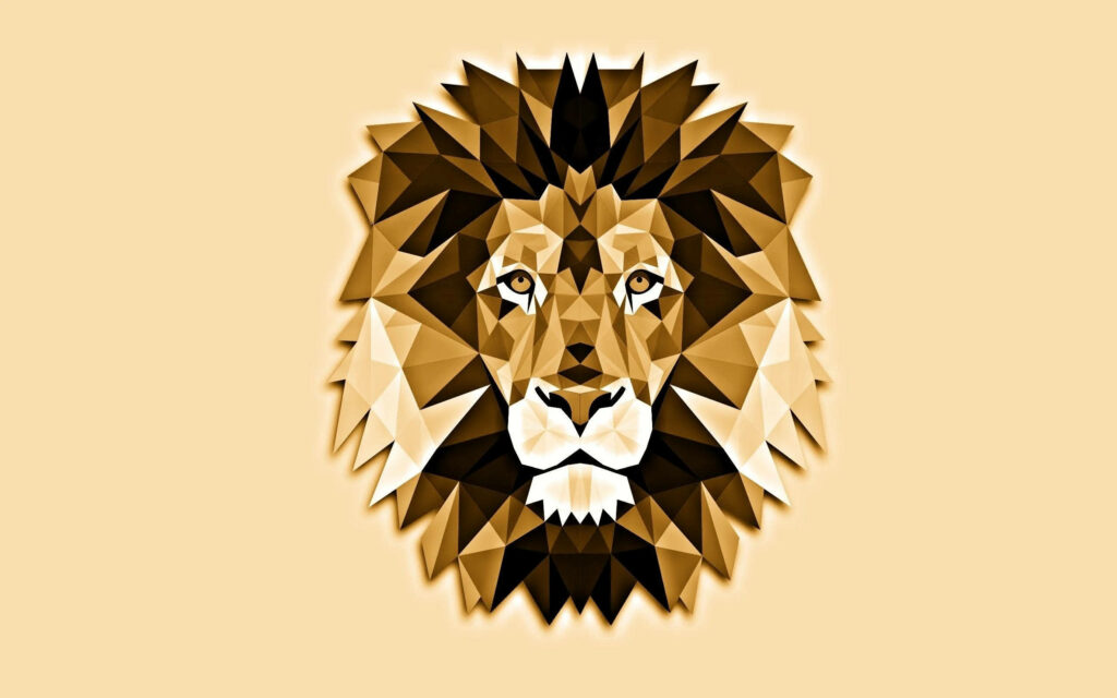 Geometric Lion's Head Wallpaper: Modern Art Design in Warm Tones