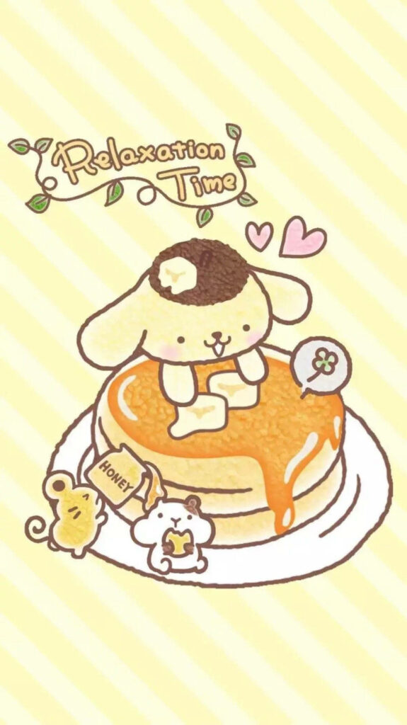Pompompurin's Sweet Pancake Adventure: A Kawaii Ipad Background Bliss Wallpaper