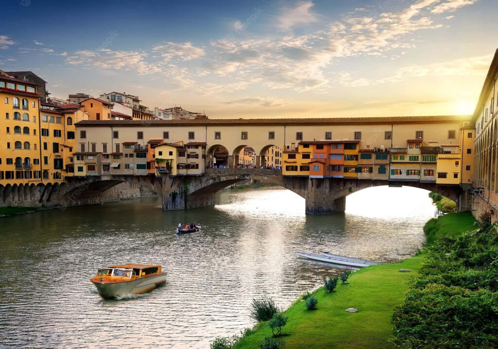 Charming Ponte Vecchio Wallpaper: Historic Florence Bridge Background