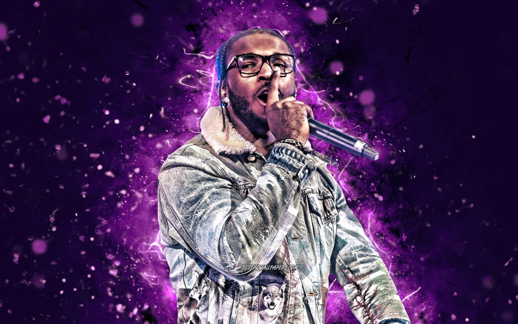 Pop Smoke Shines Bright in 2020 with Violet Neon Lights: A Tribute to American Rapper Bashar Barakah Jackson Wallpaper