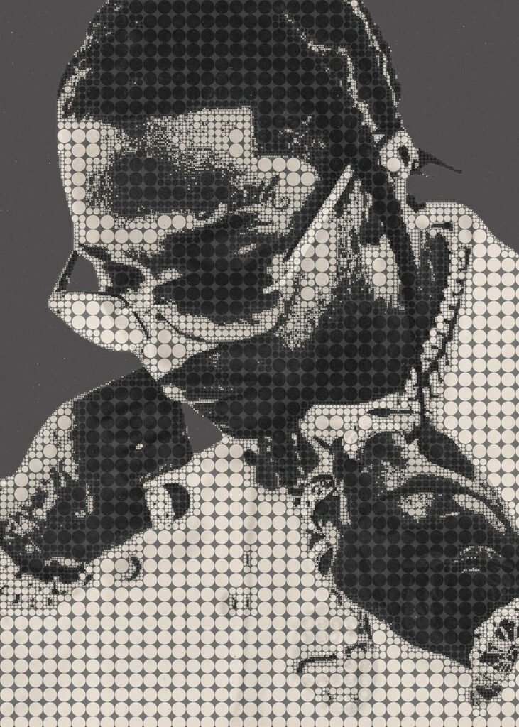 Masterpiece in Monochrome: Capturing Pop Smoke's Essence through Dot Art Wallpaper