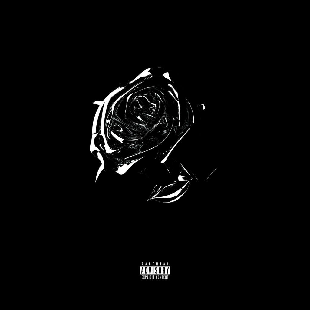 Ethereal Elegance: Pop Smoke's Astonishing Album Art Reveals a Poignant Rose Embracing the Uncertain Cosmos with Parental Guidance Inked in the Midnight Hues of Doom Wallpaper