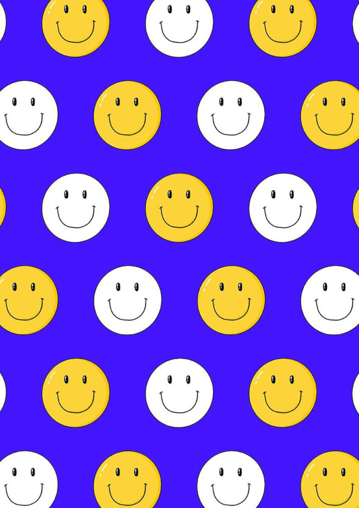 Cheerful Preppy Smiles Dance on a Vibrant Violet Canvas Wallpaper