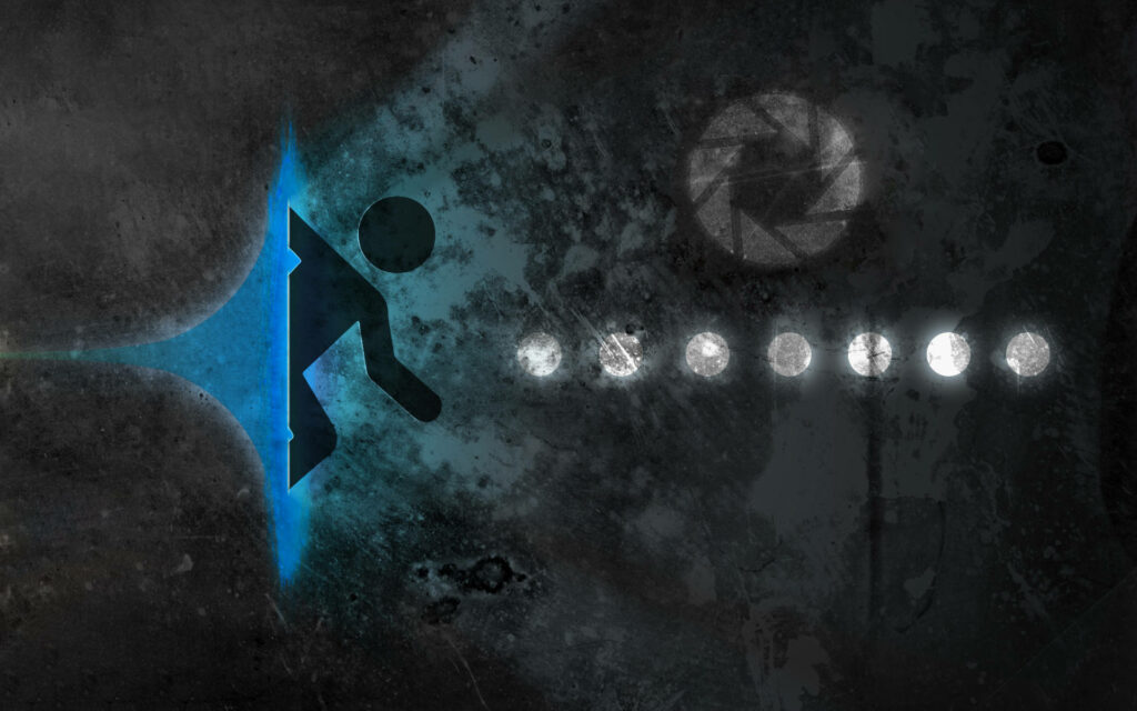 Dynamic Portal 2 Wallpaper: Stick Figure & Aperture Science Logo