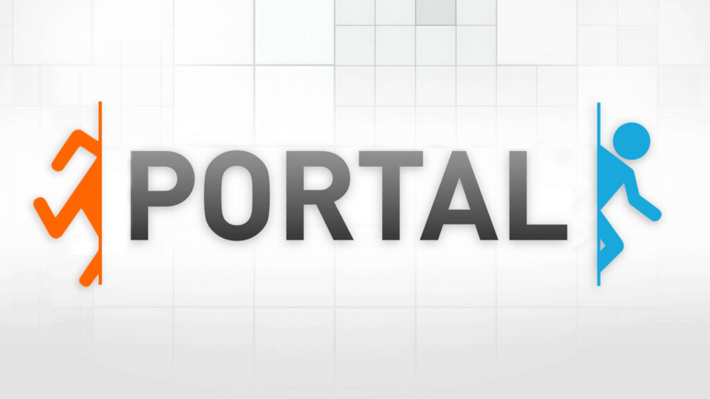 Portal Game Logo Wallpaper: Iconic Figures & Minimalist Design