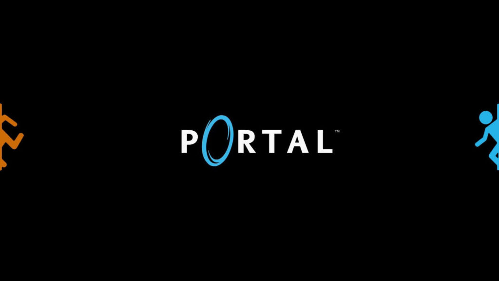 Portal Logo Wallpaper: Futuristic Design on Black Background