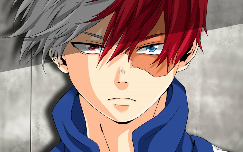 Legendary Student of Fire and Ice: A Portrait of Shoto Todoroki from Boku no Hero Academia Wallpaper