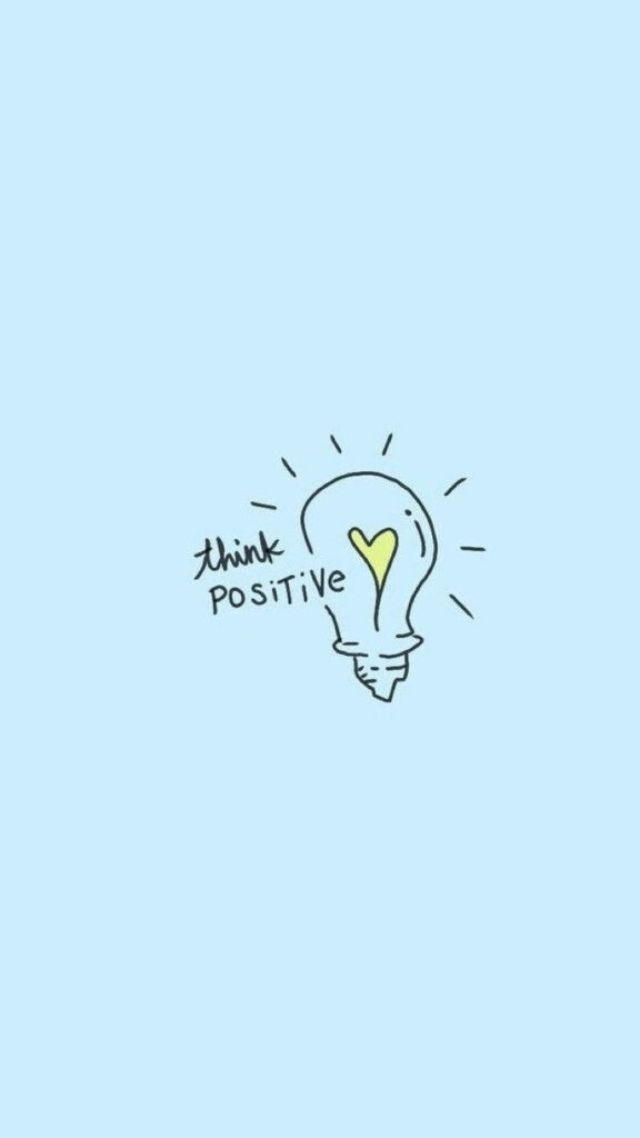 Light Blue Wallpaper: Positive Motivation with Light Bulb & Heart