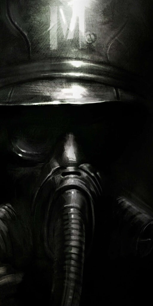 Post-Apocalyptic Soldier Wallpaper: Dark Gas Mask Art