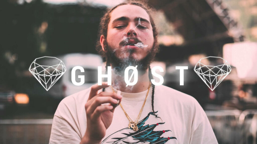 Chill Post Malone Ghost Cover Wallpaper with Stylish Diamond Accents