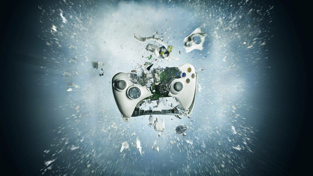 Powdery Destruction: The Demise of an Xbox 360 Controller Wallpaper