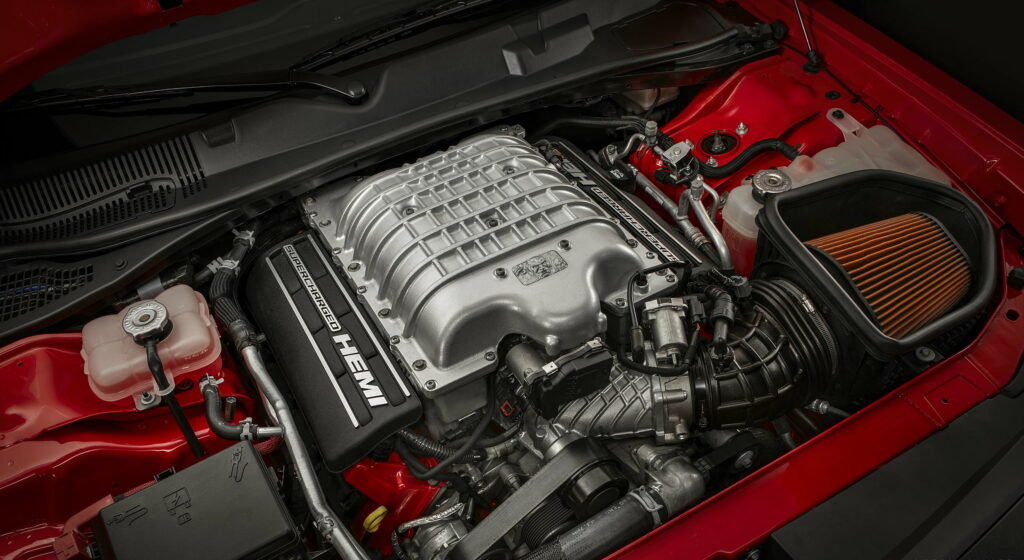 Beast Unleashed: Powerhouse Engine of the 2018 Dodge Challenger SRT Demon - Captivating Car QHD Wallpaper Background