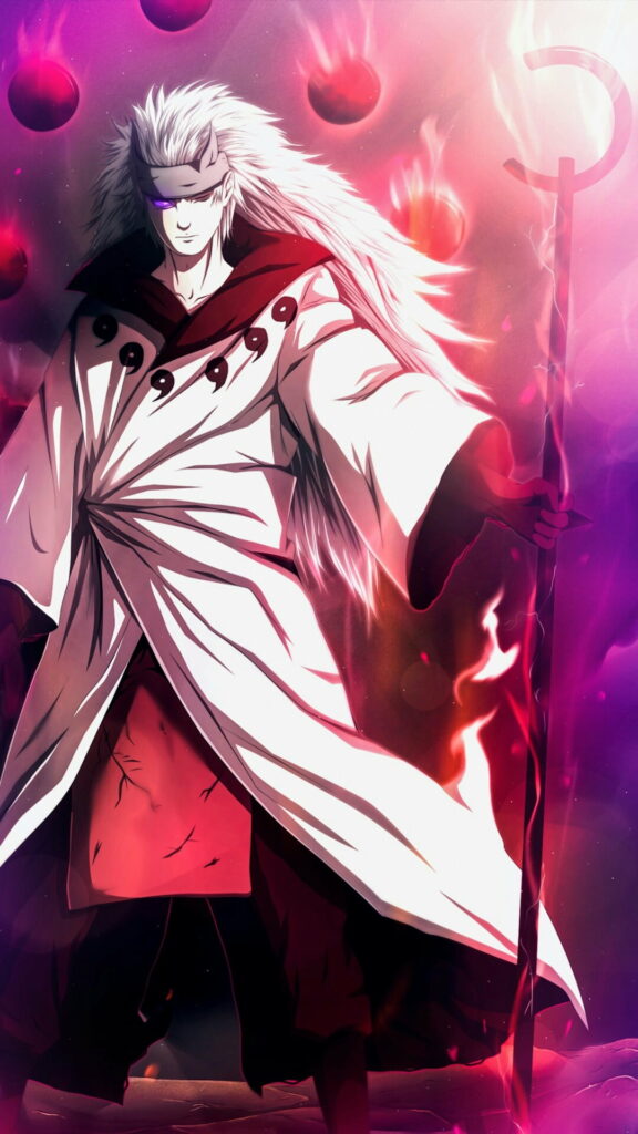 The Commanding Presence of Madara Uchiha: HD Phone Wallpaper for Anime Enthusiasts
