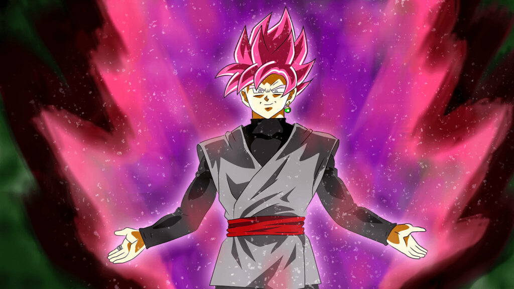 Pink Power Unleashed: Black Goku's Majestic Transformation Wallpaper