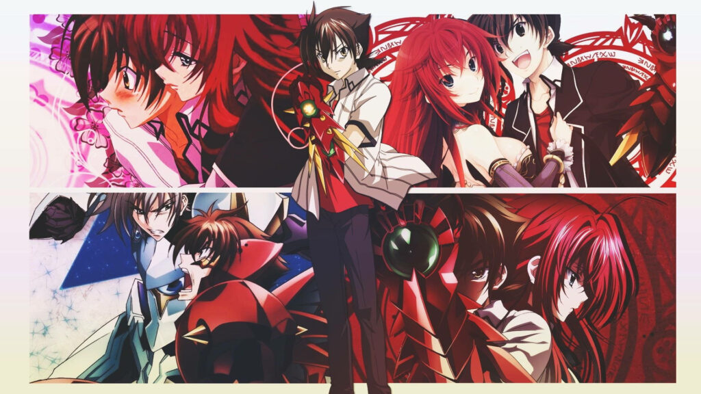 Powerful Love: Issei's Boosted Gear Unites Rias and Himself in High School DxD Wallpaper