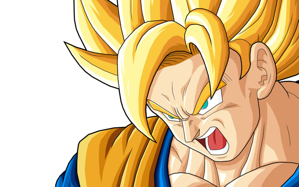 Unleashing the Furious Power: Majestic Super Saiyan 2 Goku with Intense Aura! Wallpaper