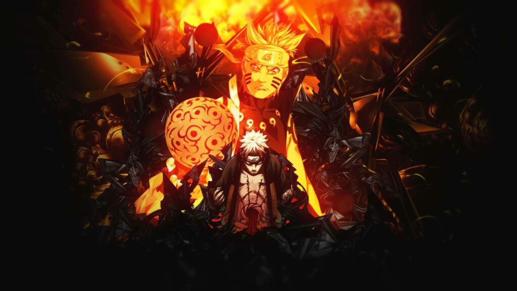 Naruto Unleashed: Six Paths Sage Mode amidst Metallic Glory Wallpaper