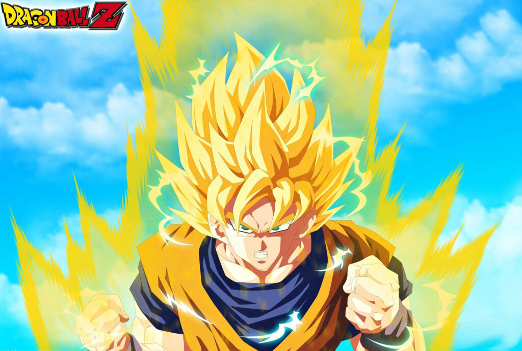 Goku Taking on His Fierce Super Saiyan Transformation - A Majestic Dragon Ball Z Wallpaper