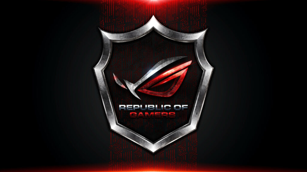 ASUS ROG Logo on Metallic Shield with Red Glow - Gaming Aesthetic Photo Wallpaper