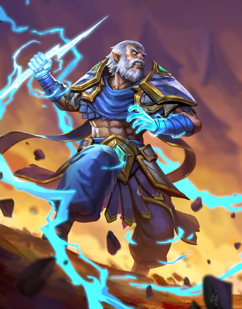 The Vengeful God of Thunder: Zeus Stands Tall, Ready to Unleash Divine Fury in Dota 2's Epic Battle Wallpaper